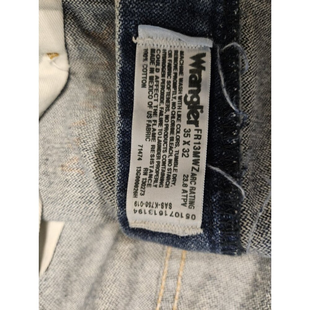 Wrangler FR Flame Resistant Mens Blue Jeans 35x32 CAT 2 Riggs Workwear - Picture 10 of 10